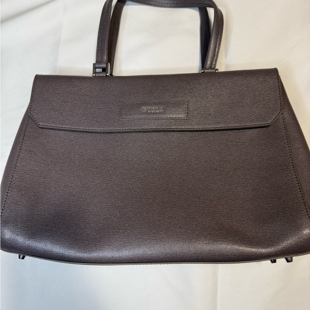 Furla Textured Gray Handbag